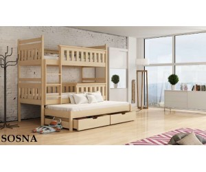 Łóżko piętrowe 3-osobowe ROSA 80/180 + materace