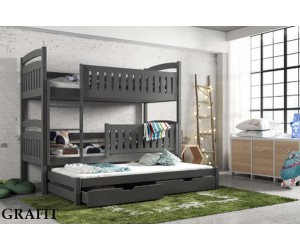 Łóżko piętrowe 3-osobowe BINUŚ 80/180 + materace