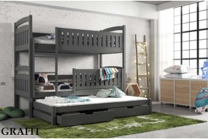 Łóżko piętrowe 3-osobowe BINUŚ 90/200 + materace