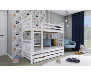 Łóżko piętrowe 3-osobowe SEWI 90/200 + materace